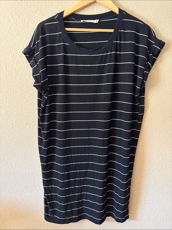 Ellison Dresses & Skirts - Ellison Black Striped Tunic Dress Women's Large Oversized Mini Casual Cap Sleeve